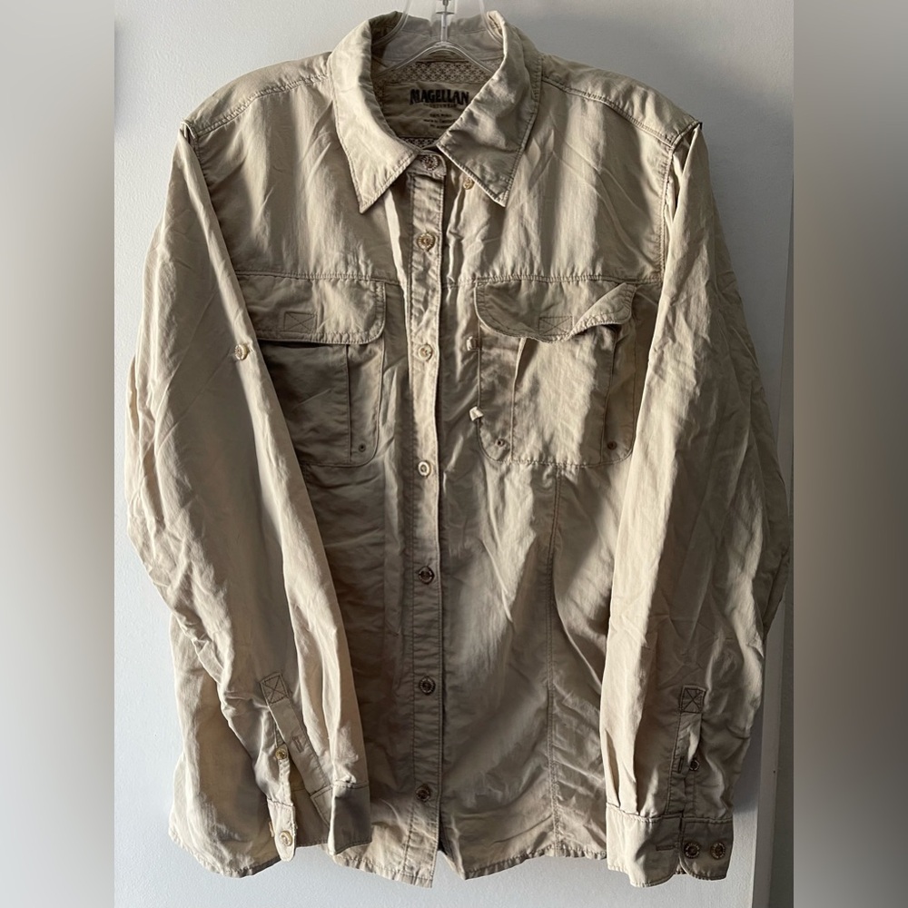 EUC! MAGELLAN SPORTSWEAR OUTDOORS L/S FISHING/SPORTING SHIRT - LADIES SIZE LARGE